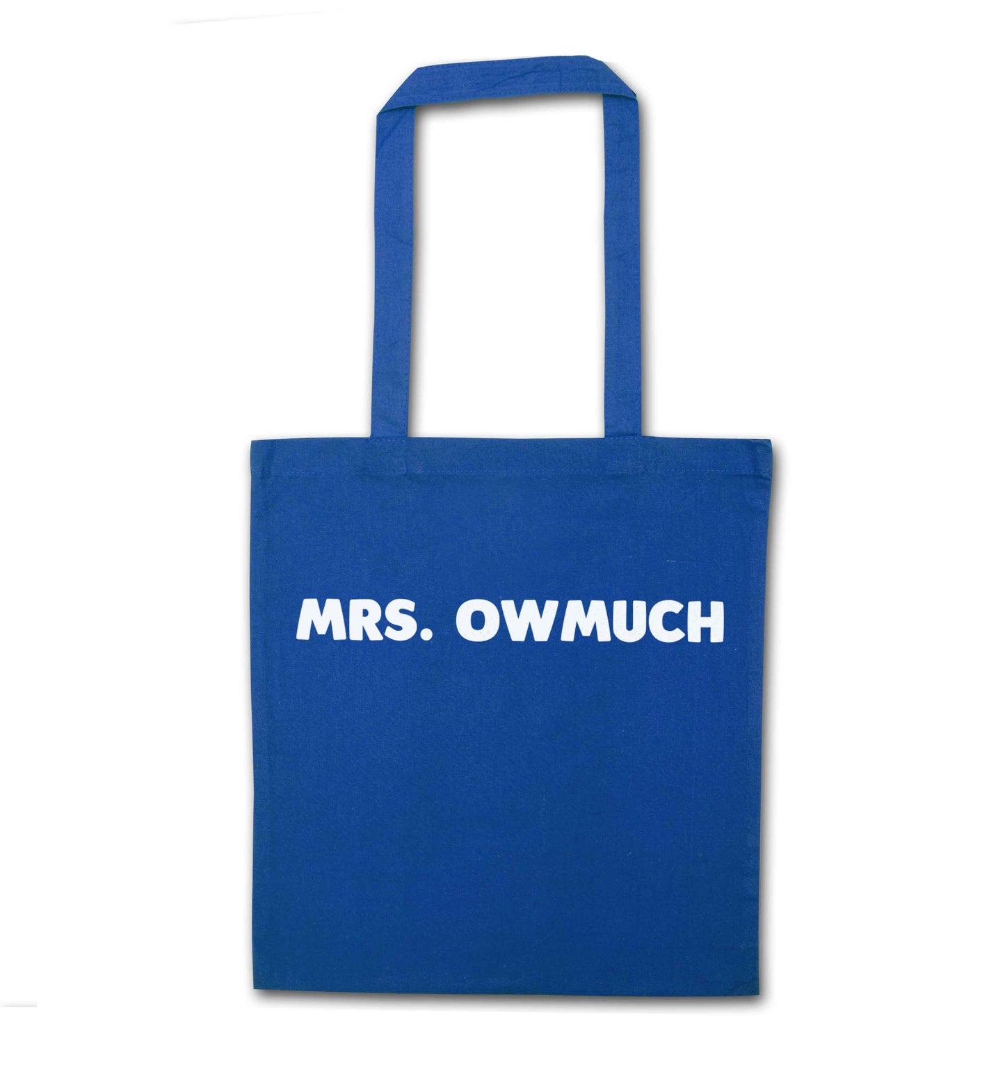 Mrs owmuch blue tote bag