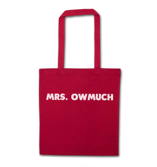 Mrs owmuch red tote bag