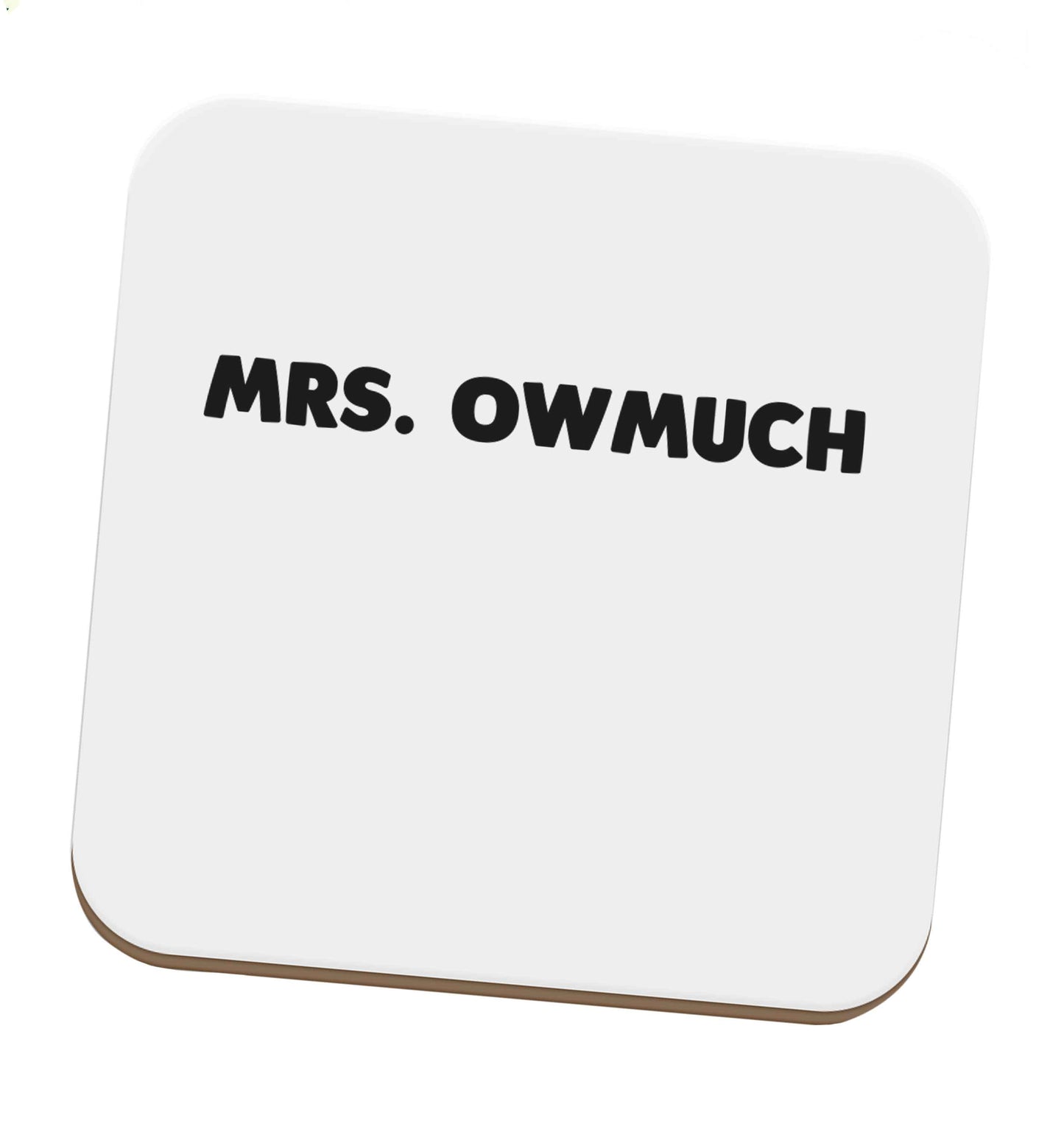 Mrs owmuch set of four coasters