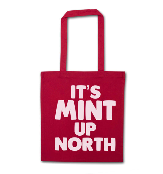 It's mint up North red tote bag