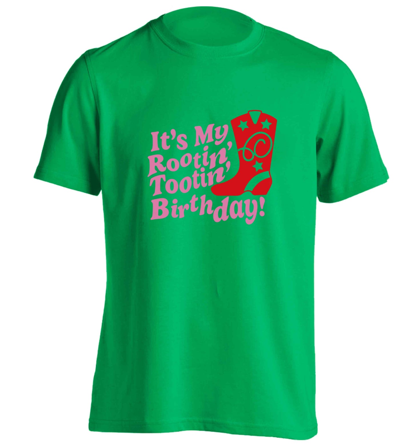 It's my rootin' tootin' birthday! adults unisex green Tshirt 2XL