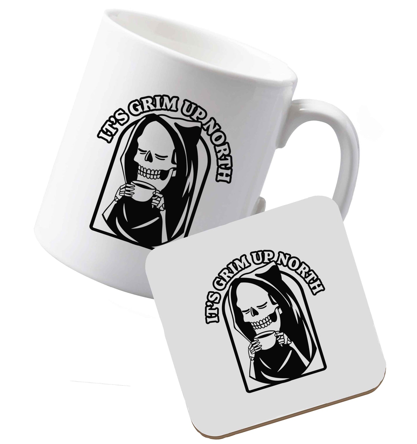 10 oz Ceramic mug and coaster It's grim up North both sides