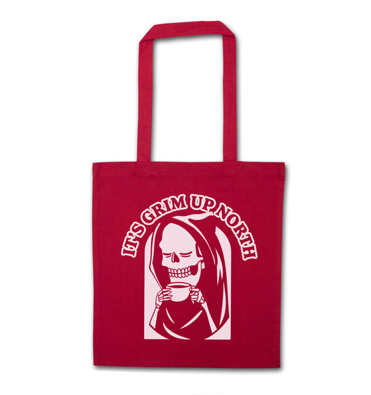 It's grim up North red tote bag