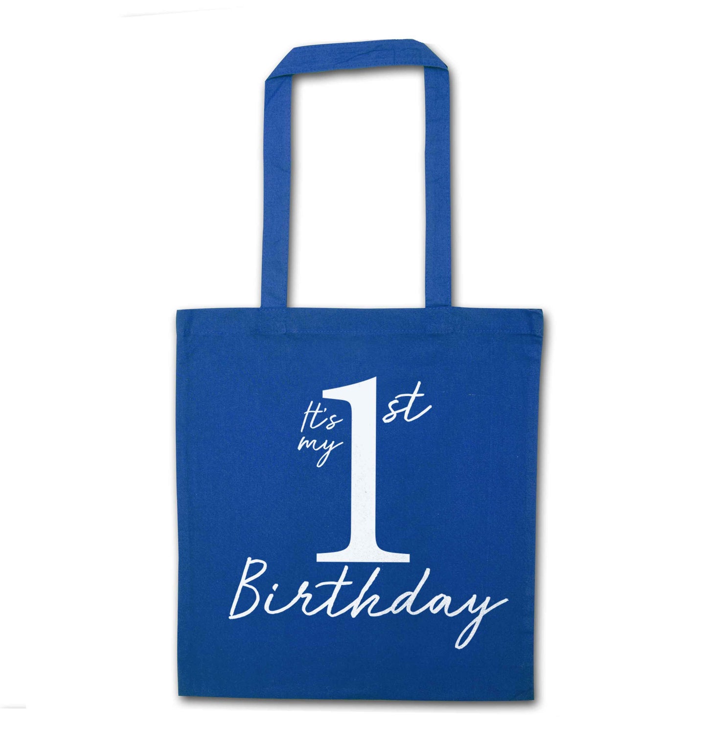 It's my first birthday blue tote bag