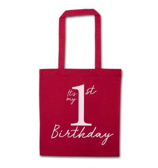 It's my first birthday red tote bag