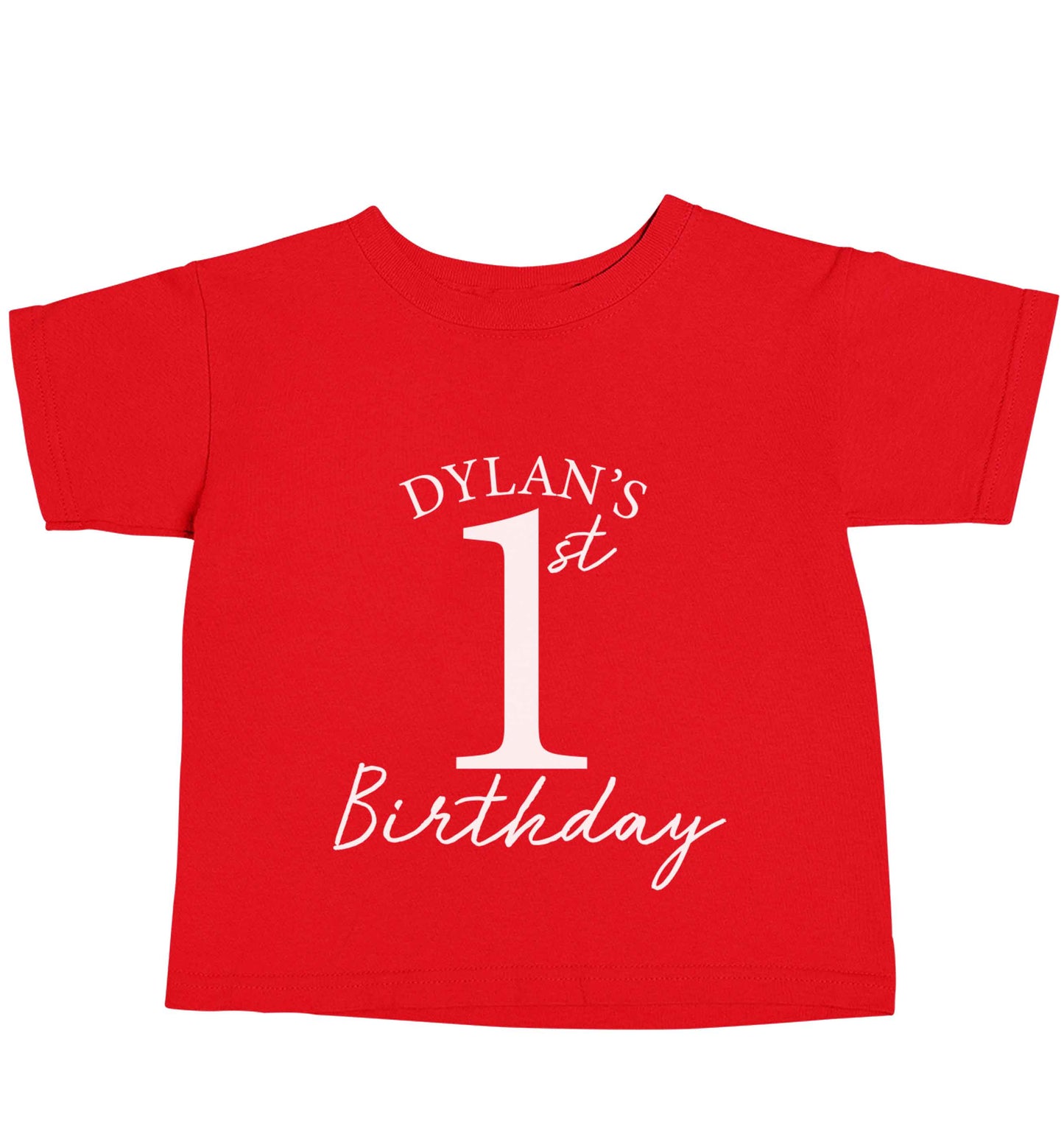 Personalised first birthday - any name or age! red baby toddler Tshirt 2 Years