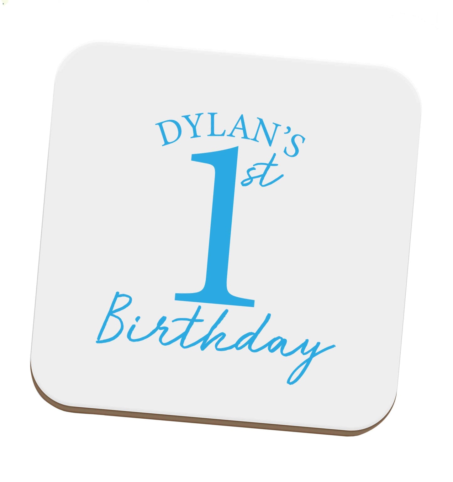 Personalised first birthday - any name or age! set of four coasters