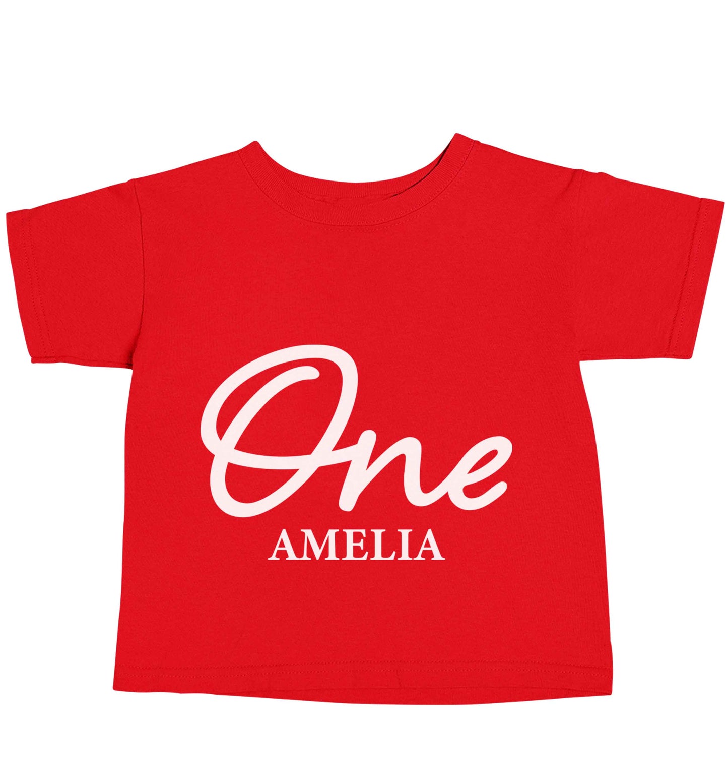 Personalised age and name red baby toddler Tshirt 2 Years