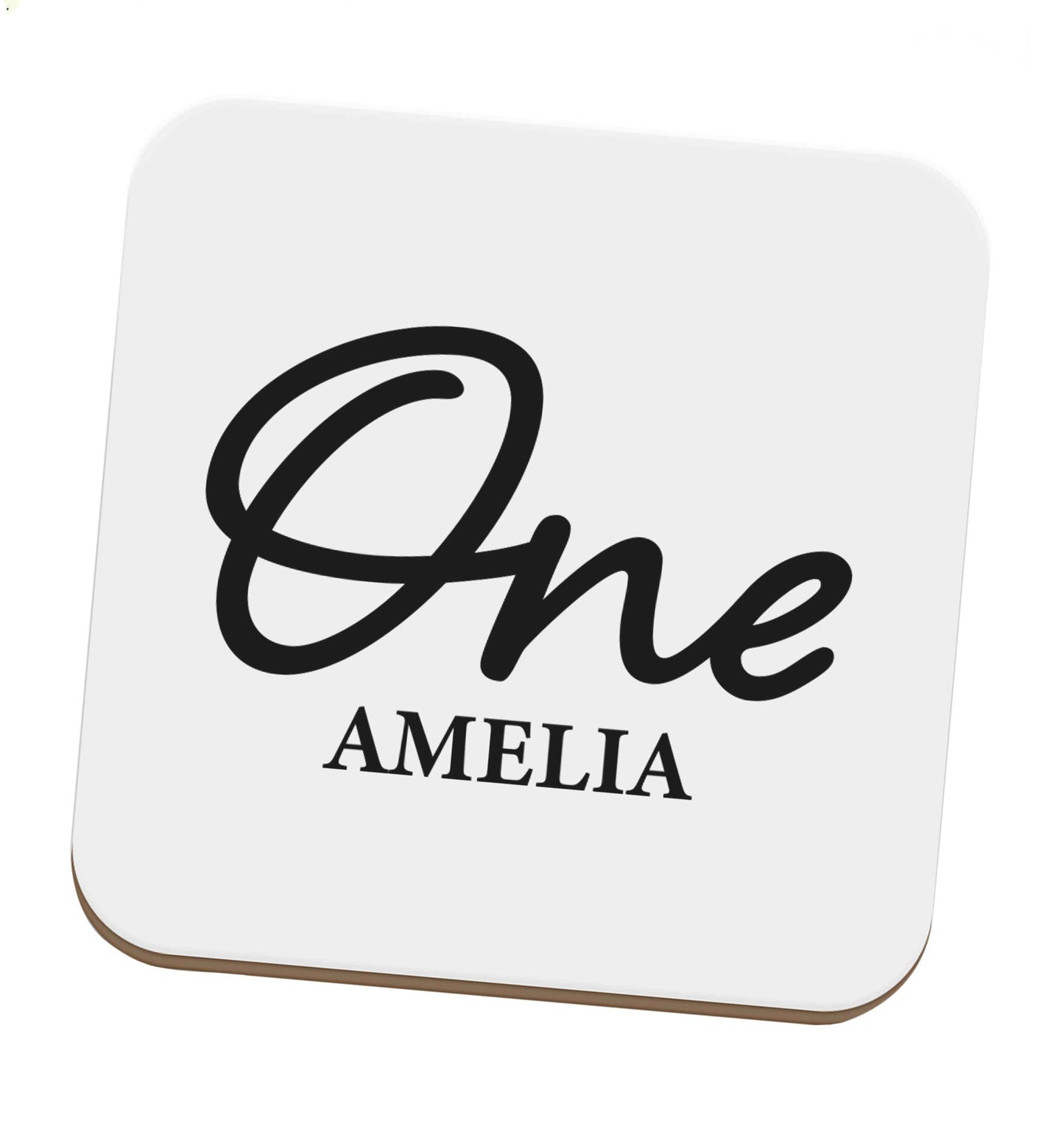 Personalised age and name set of four coasters