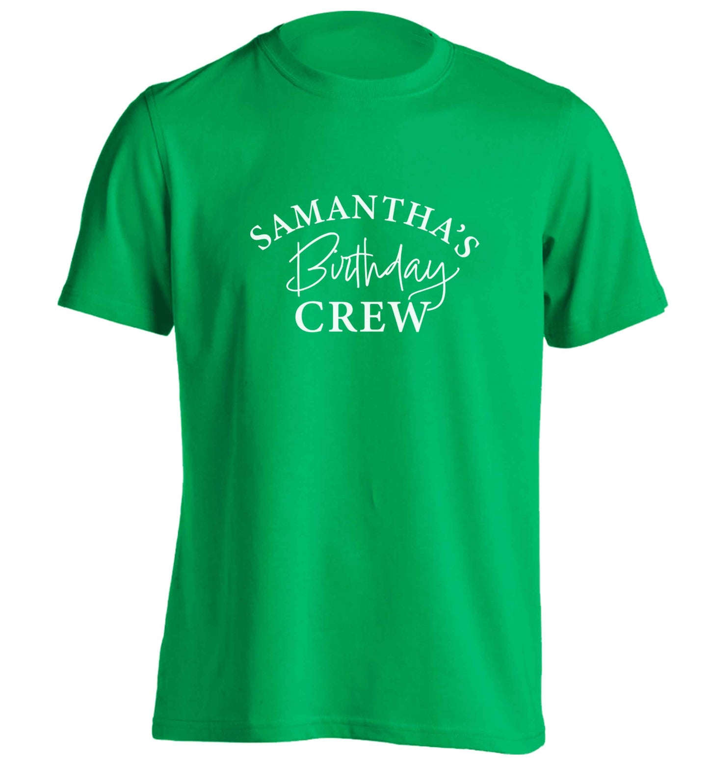 Personalised birthday crew adults unisex green Tshirt 2XL