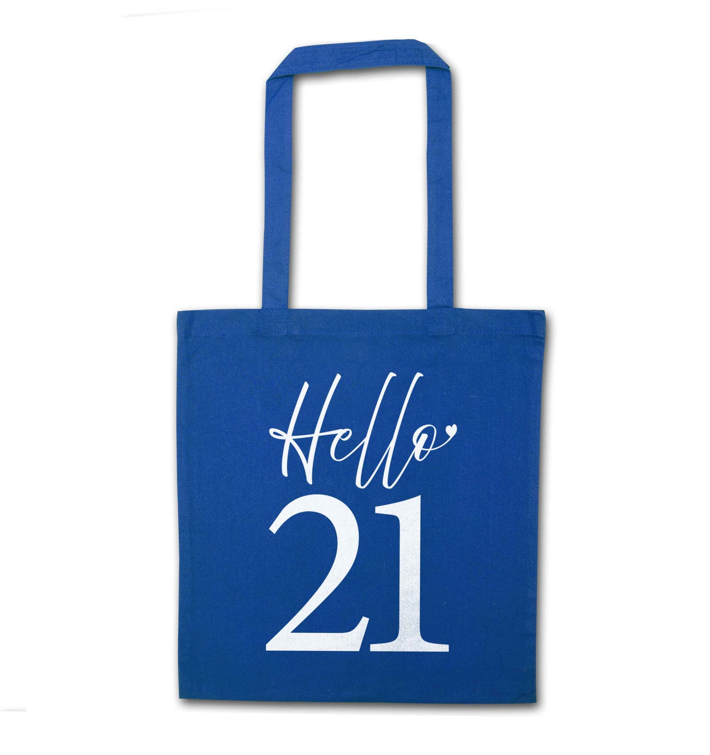 Hello 21 blue tote bag