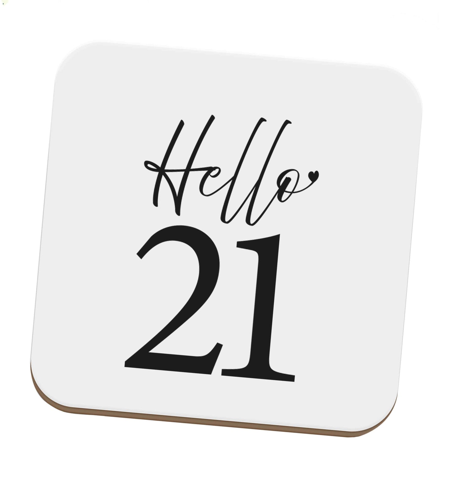 Hello 21 set of four coasters