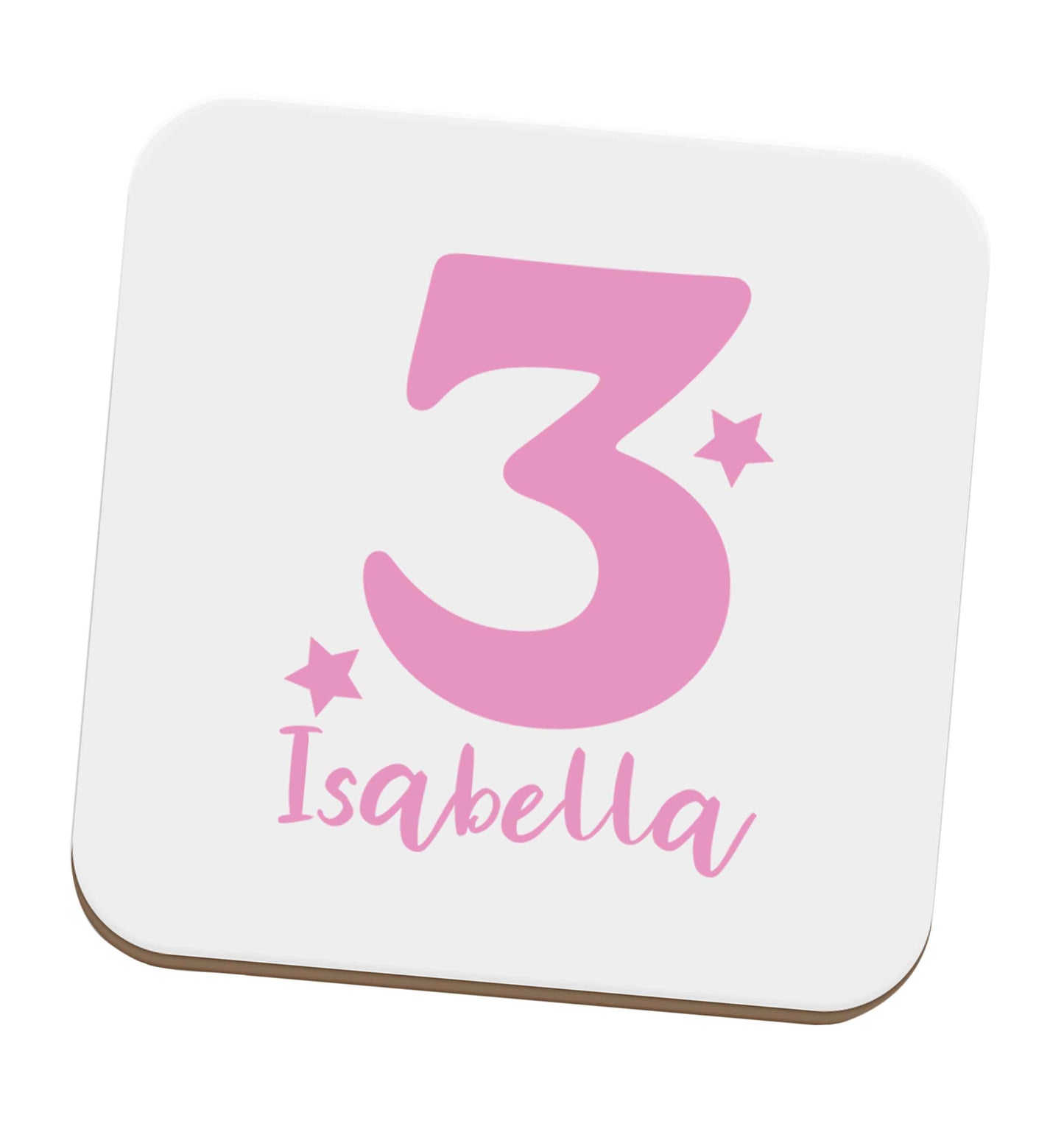 Any age, any name personalised birthday set of four coasters