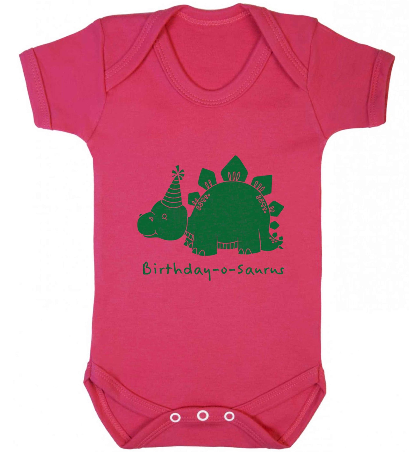 Birthday-o-saurus baby vest dark pink 18-24 months