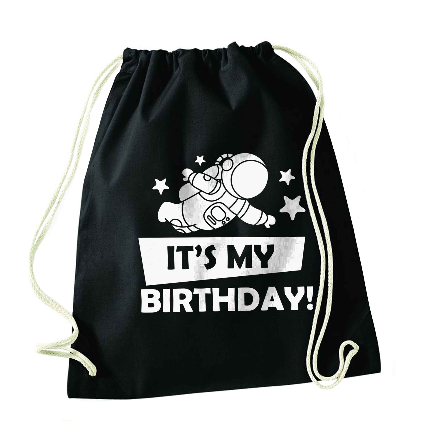 It's my birthday black drawstring bag
