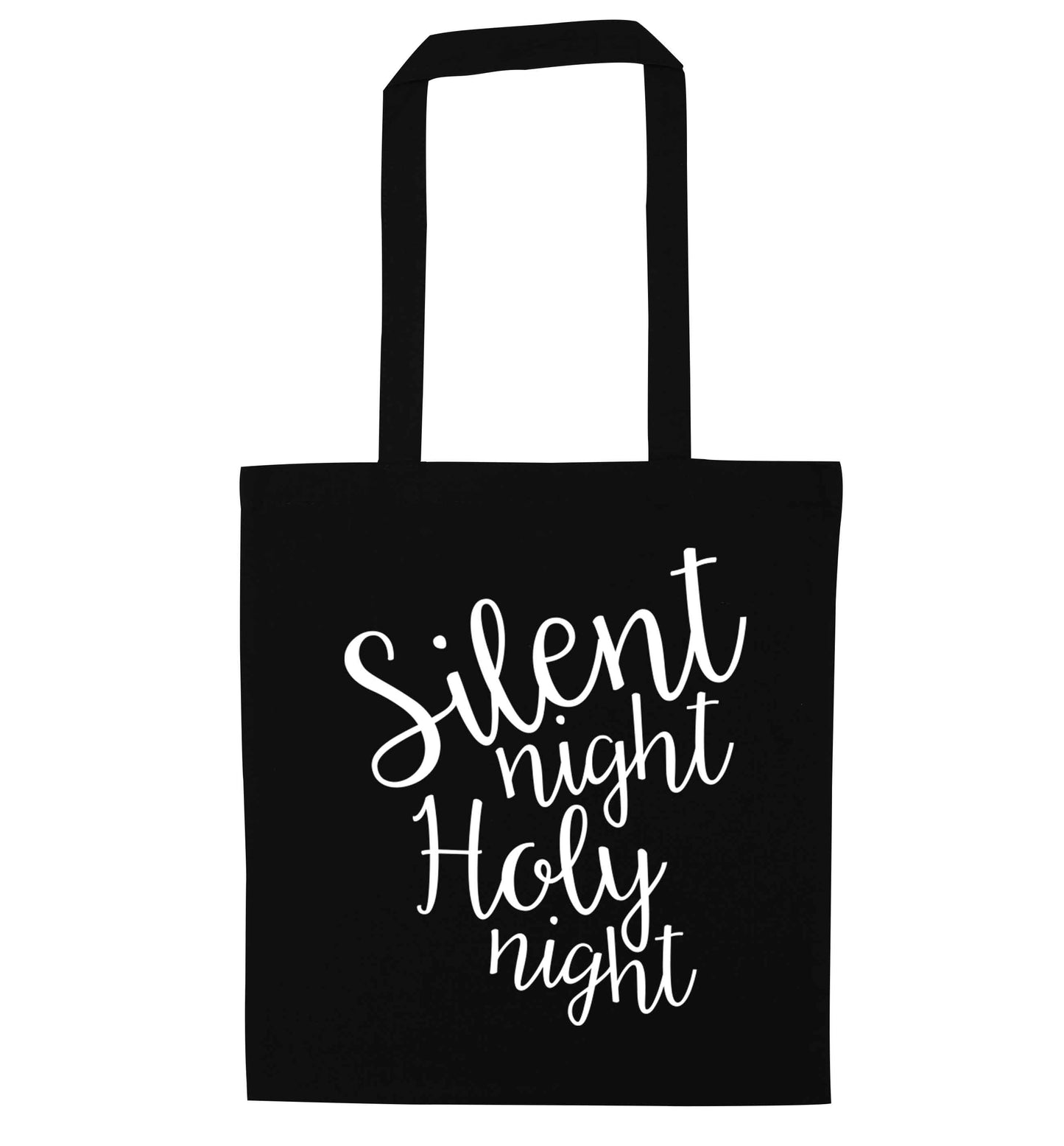Silent night holy night black tote bag