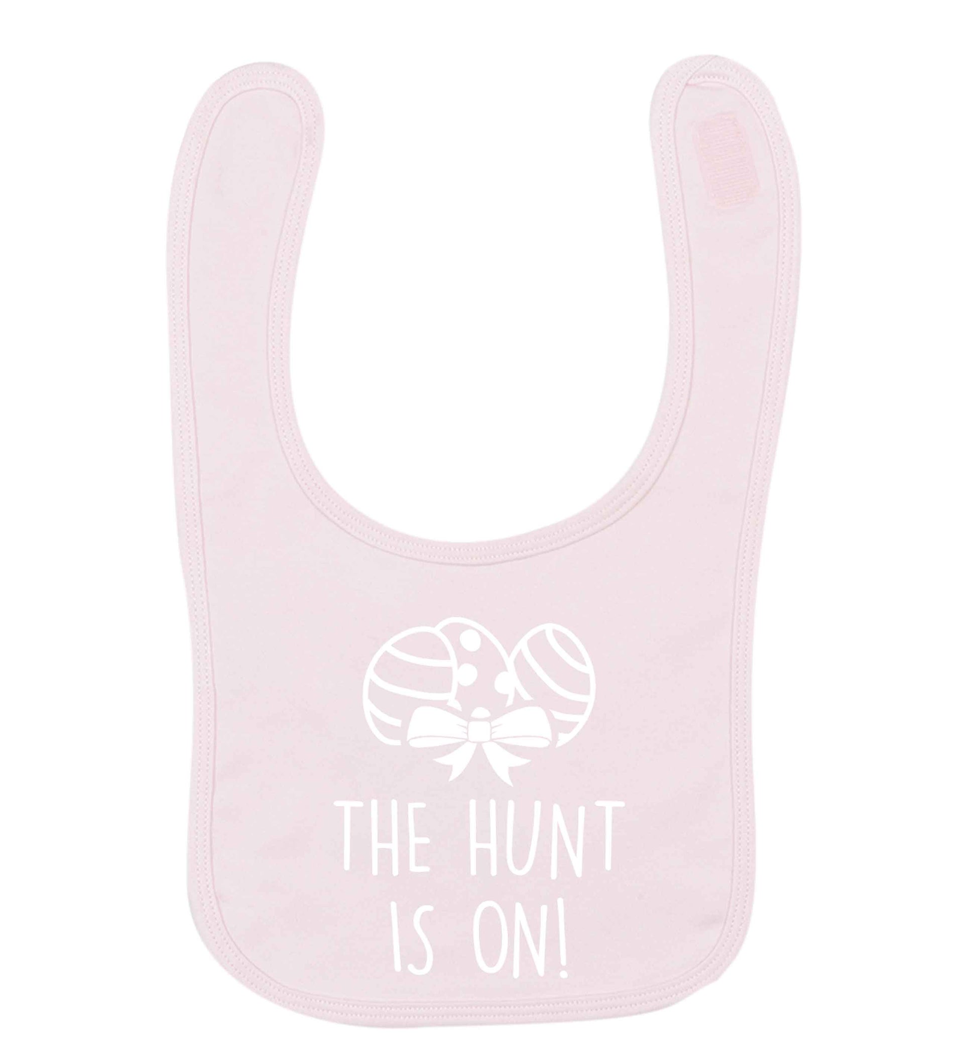 The hunt is on pale pink baby bib