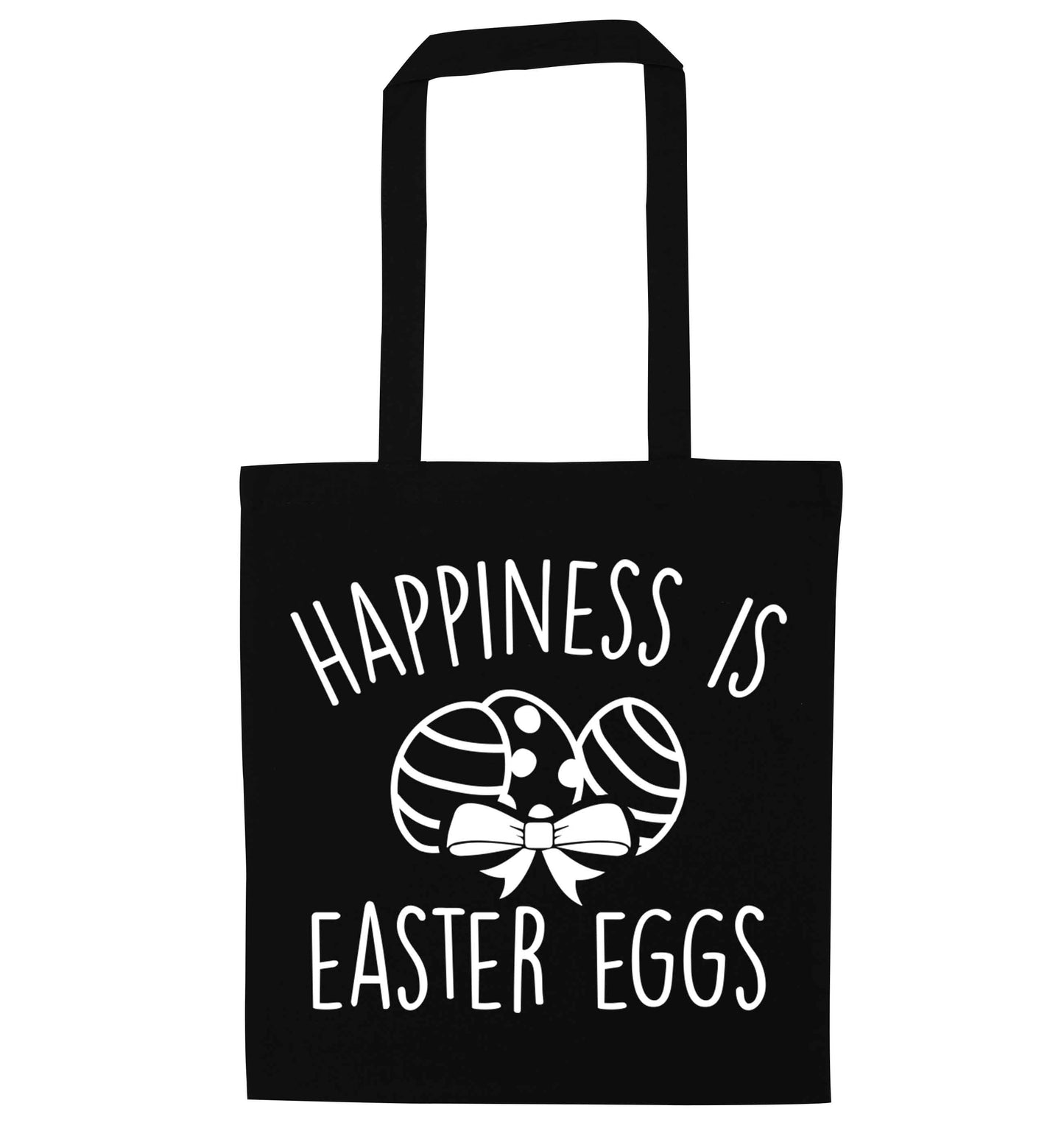 Happiness is Easter eggs black tote bag
