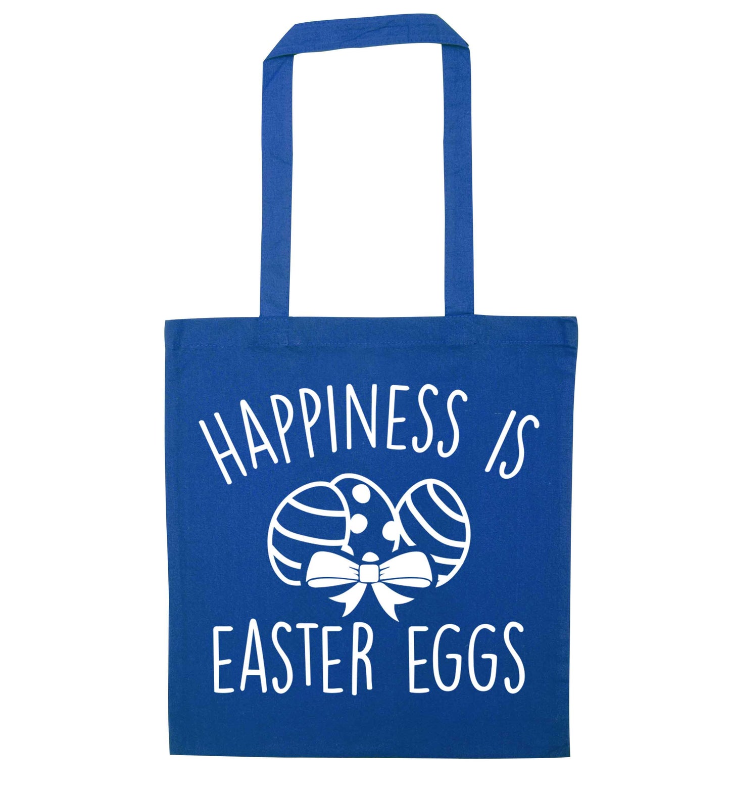Happiness is Easter eggs blue tote bag