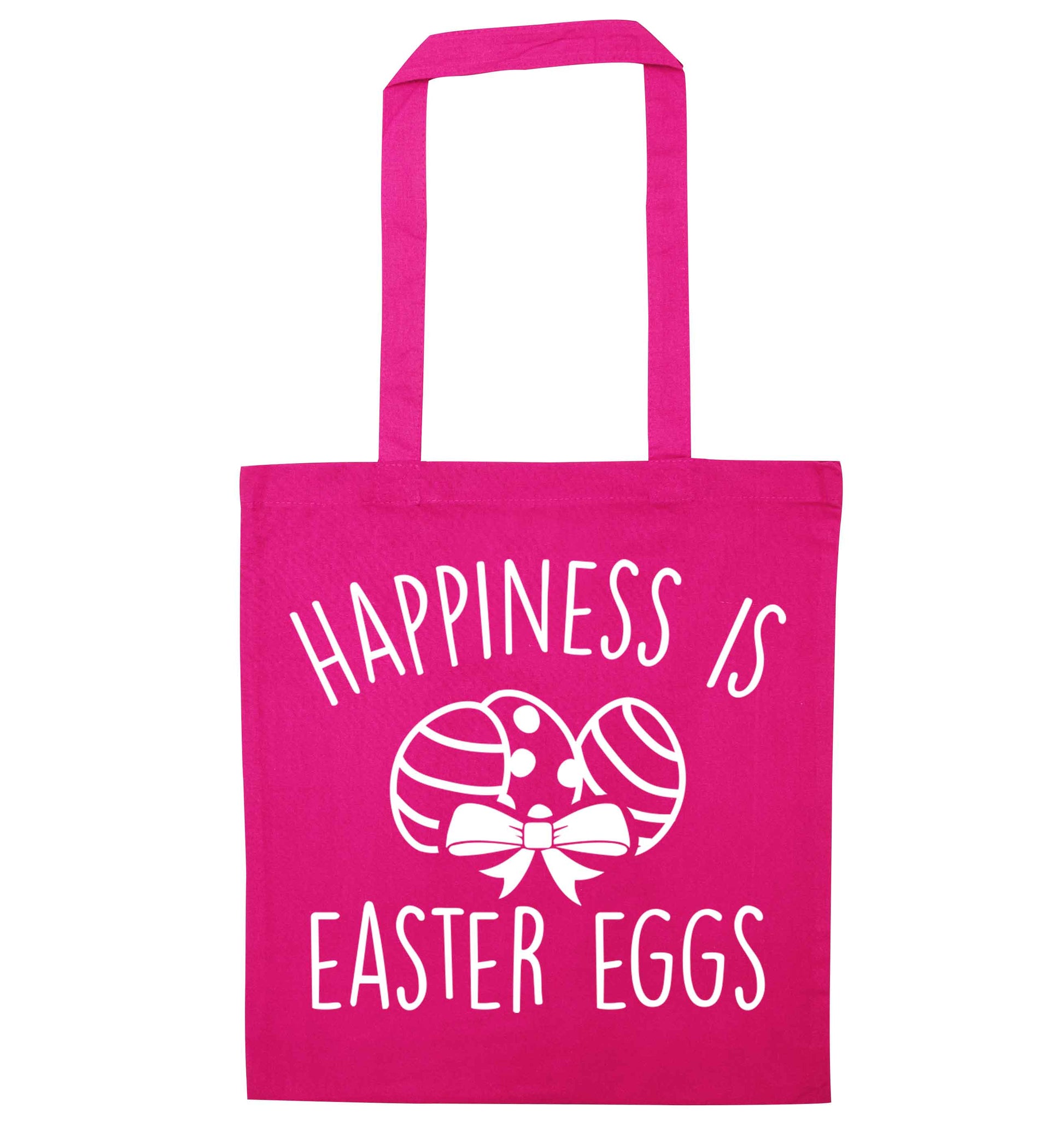 Happiness is Easter eggs pink tote bag