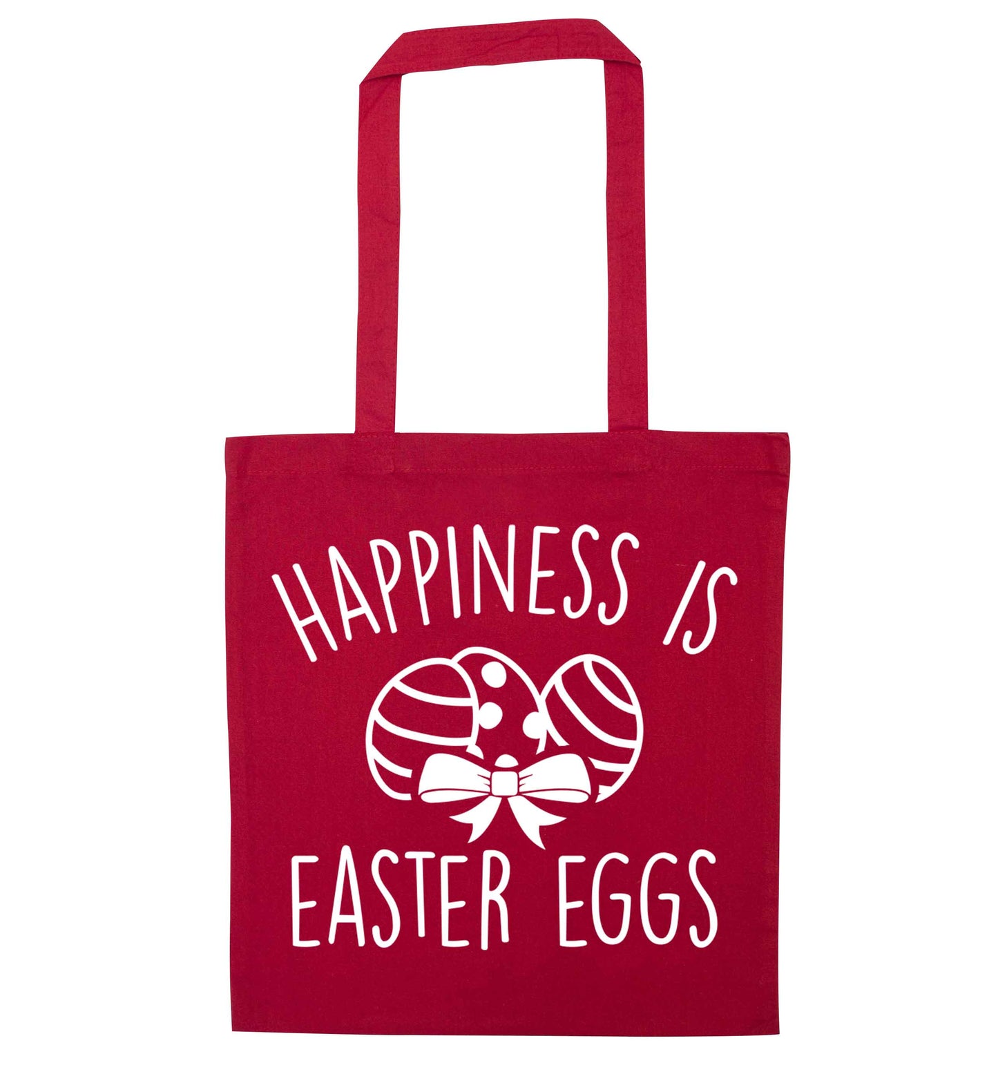 Happiness is Easter eggs red tote bag