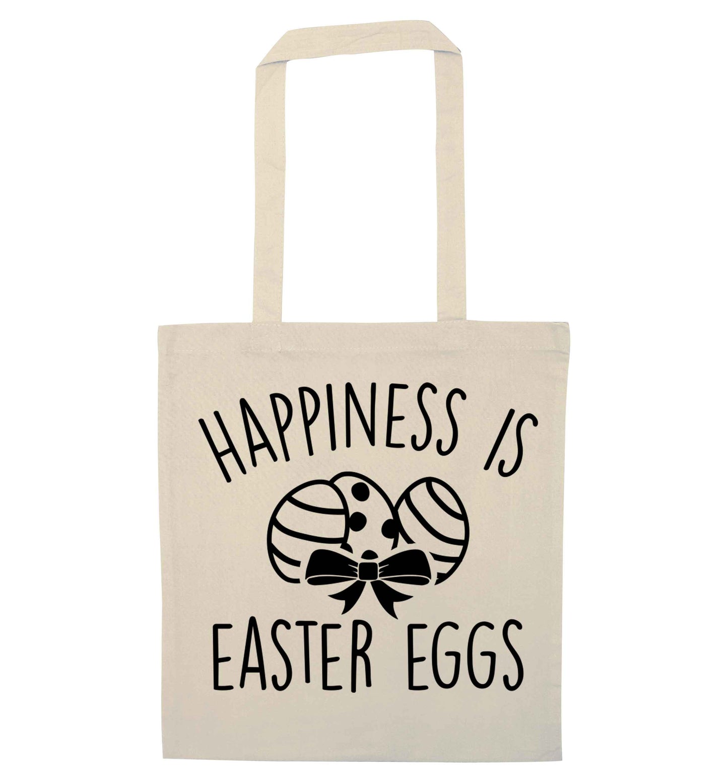 Happiness is Easter eggs natural tote bag