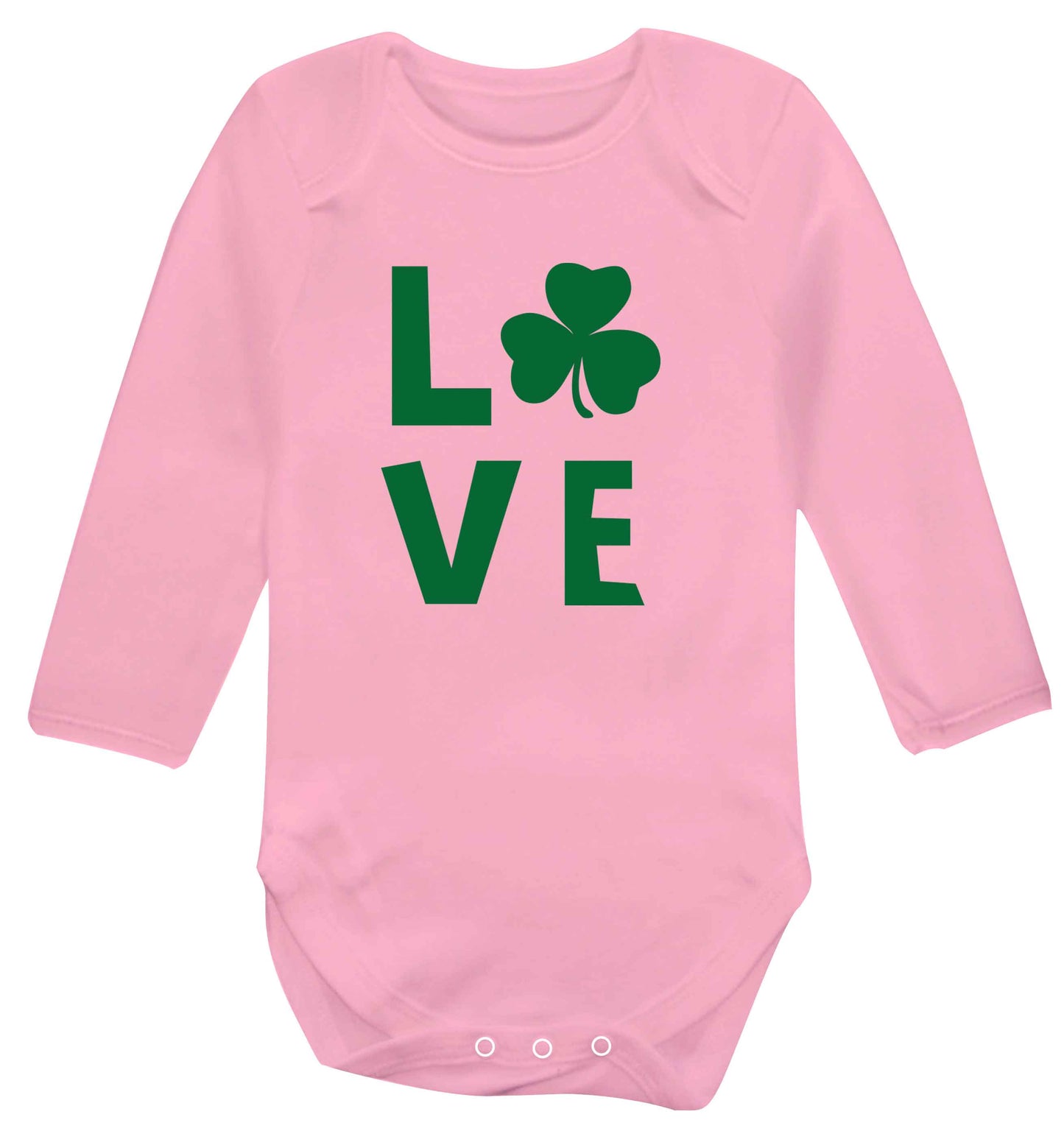 Shamrock love baby vest long sleeved pale pink 6-12 months