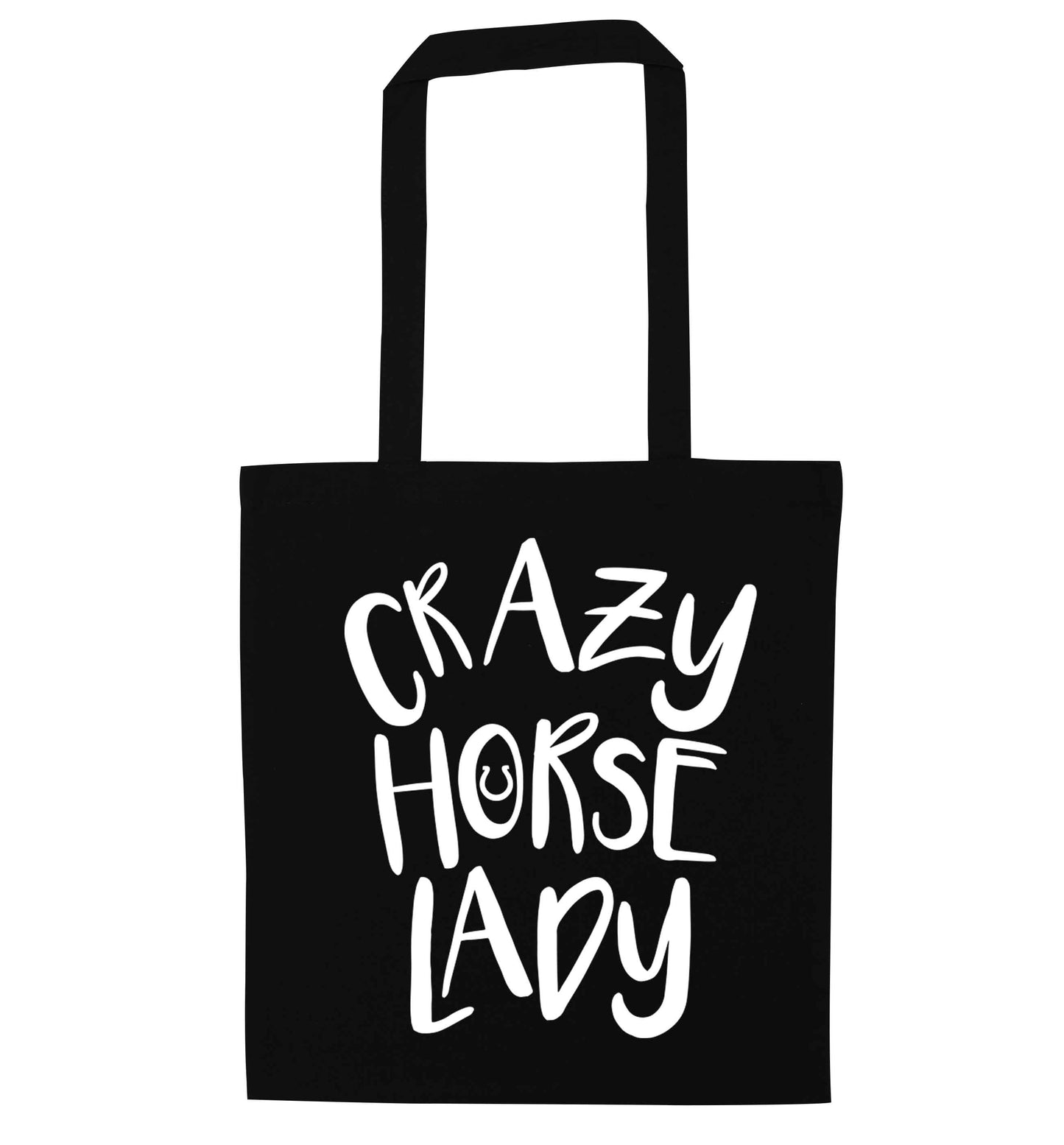 Crazy horse lady black tote bag