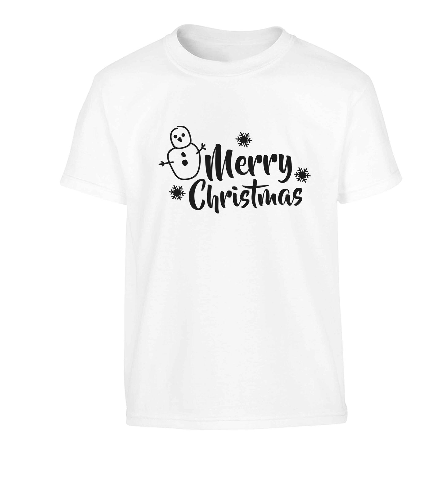 Merry Christmas - snowman Children's white Tshirt 12-13 Years