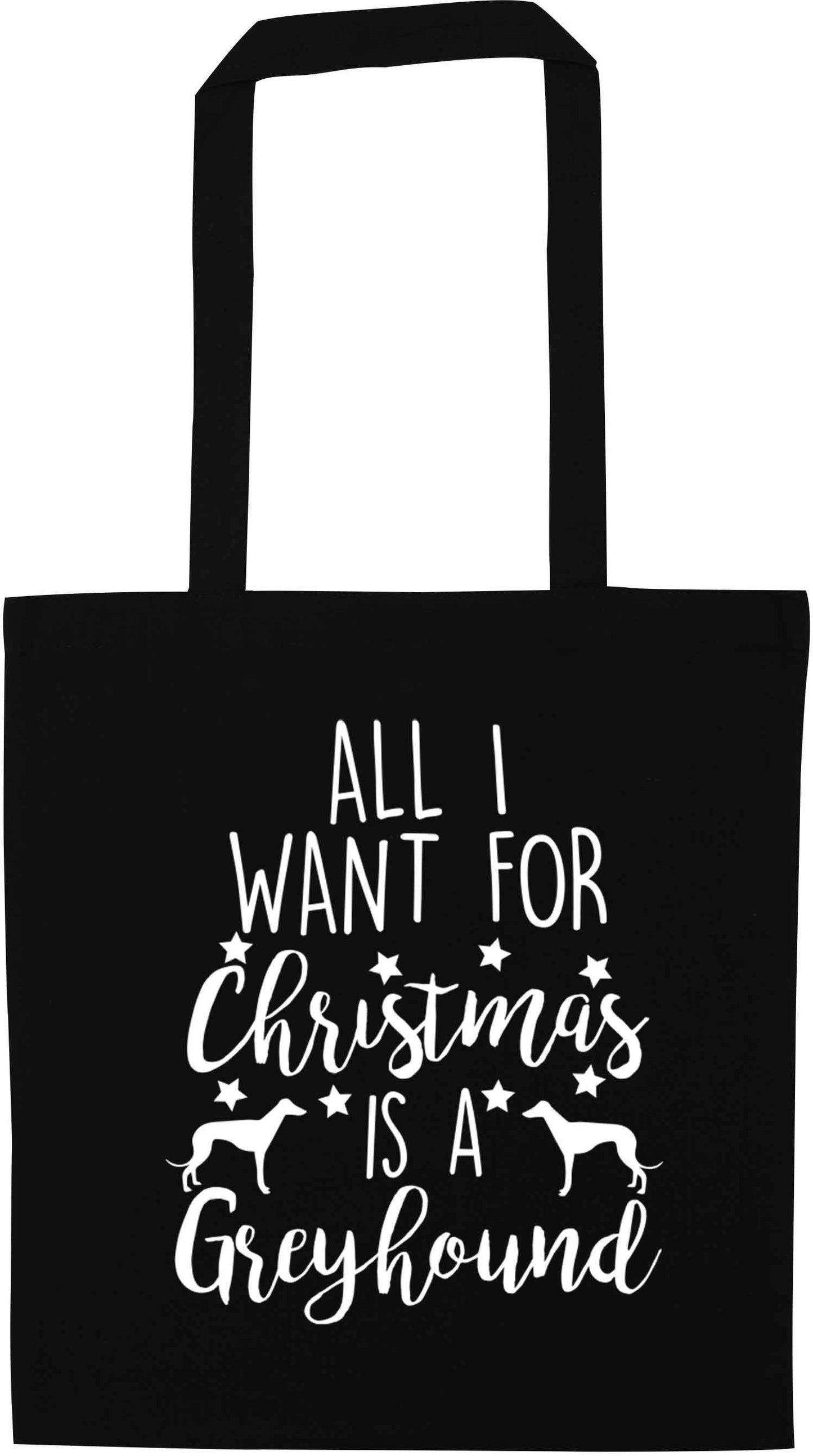 All I want for Christmas is a greyhound black tote bag