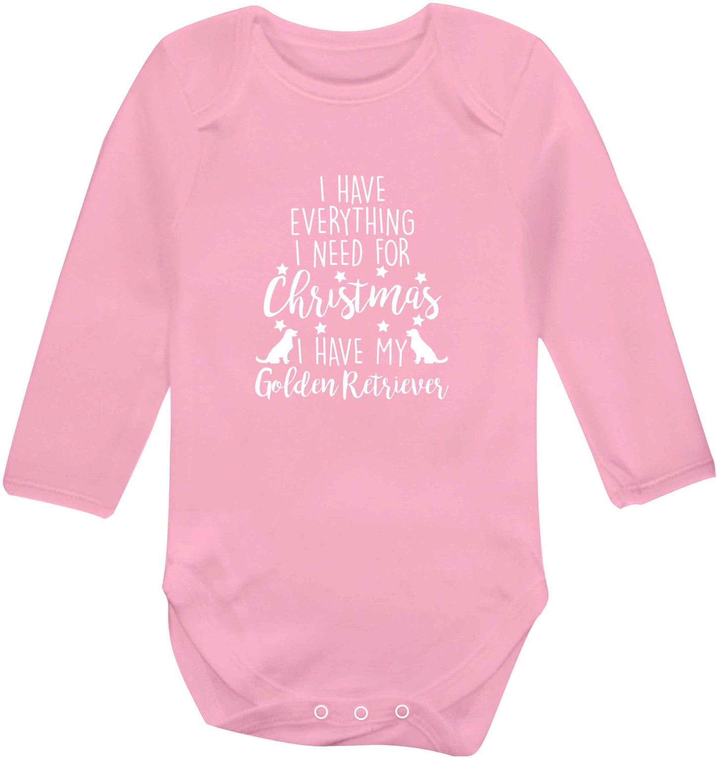 I have everything I need for Christmas I have my golden retriever baby vest long sleeved pale pink 6-12 months