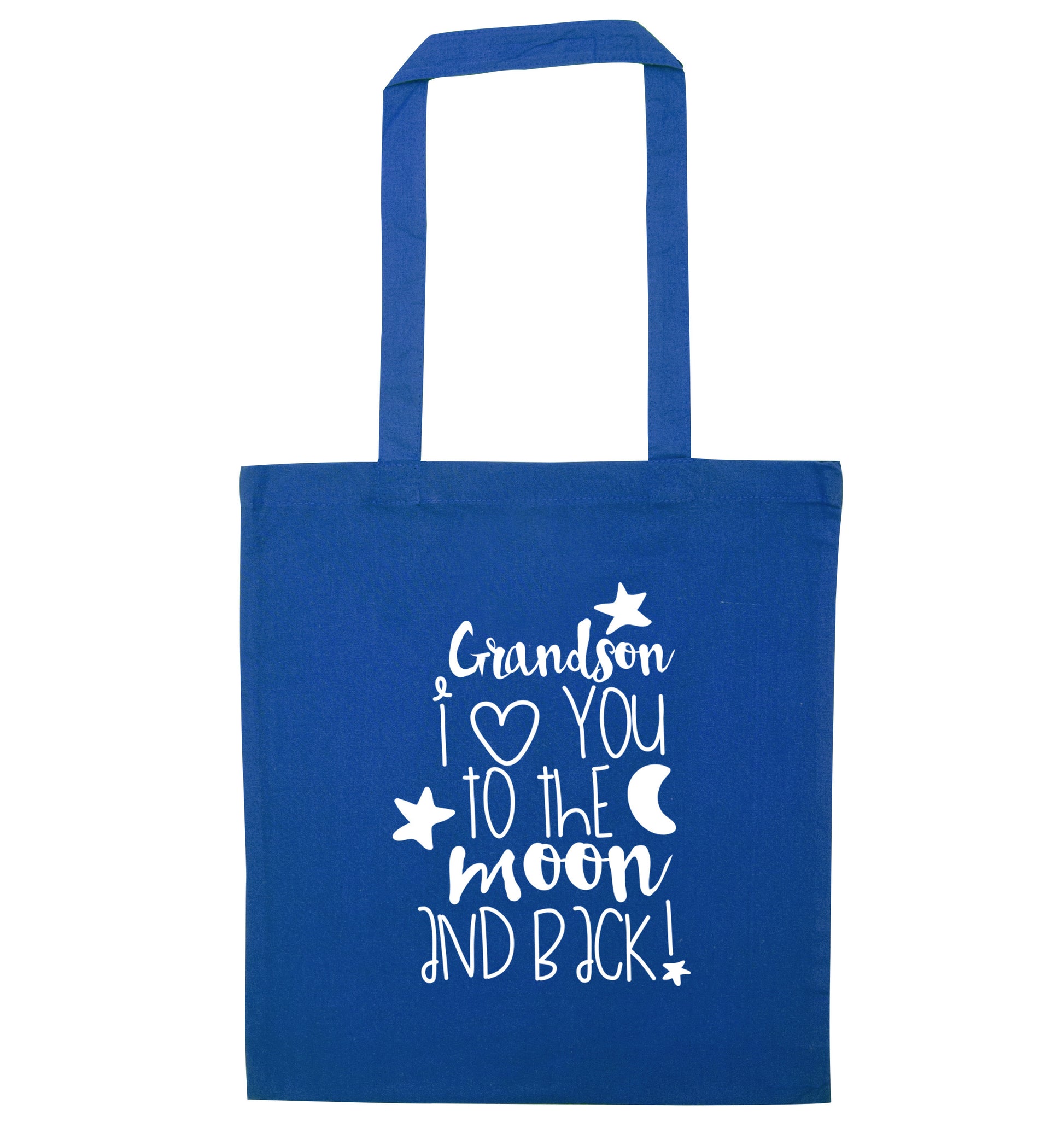 Grandson I love you to the moon and back blue tote bag