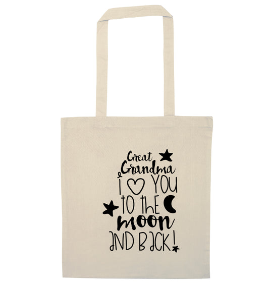 Great Grandma I love you to the moon and back natural tote bag