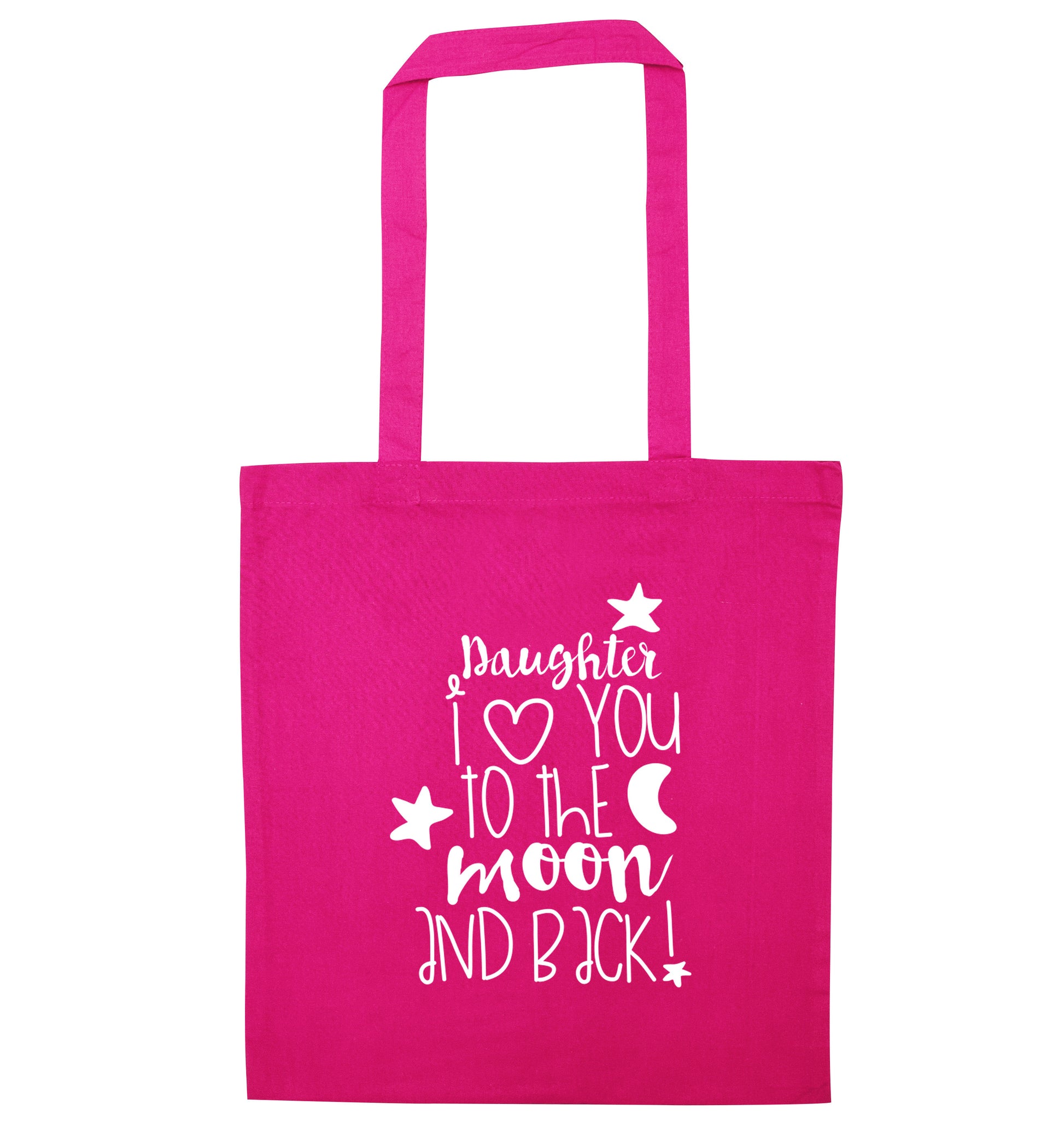 Daughter I love you to the moon and back pink tote bag
