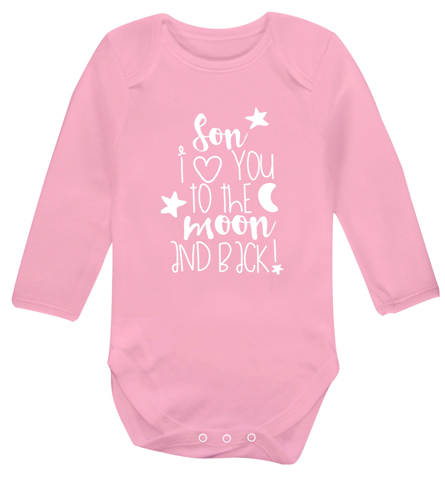 Son I love you to the moon and back Baby Vest long sleeved pale pink 6-12 months