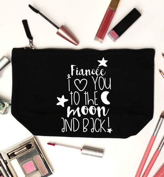 Fiancée I love you to the moon and back black makeup bag