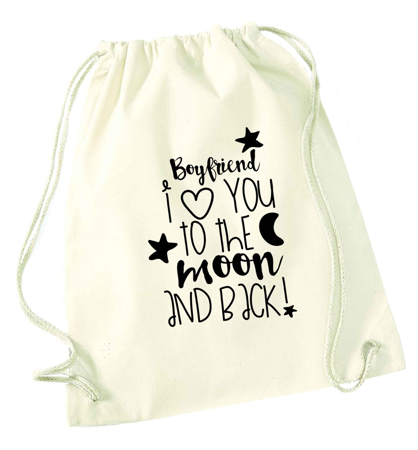 Boyfriend I love you to the moon and back natural drawstring bag