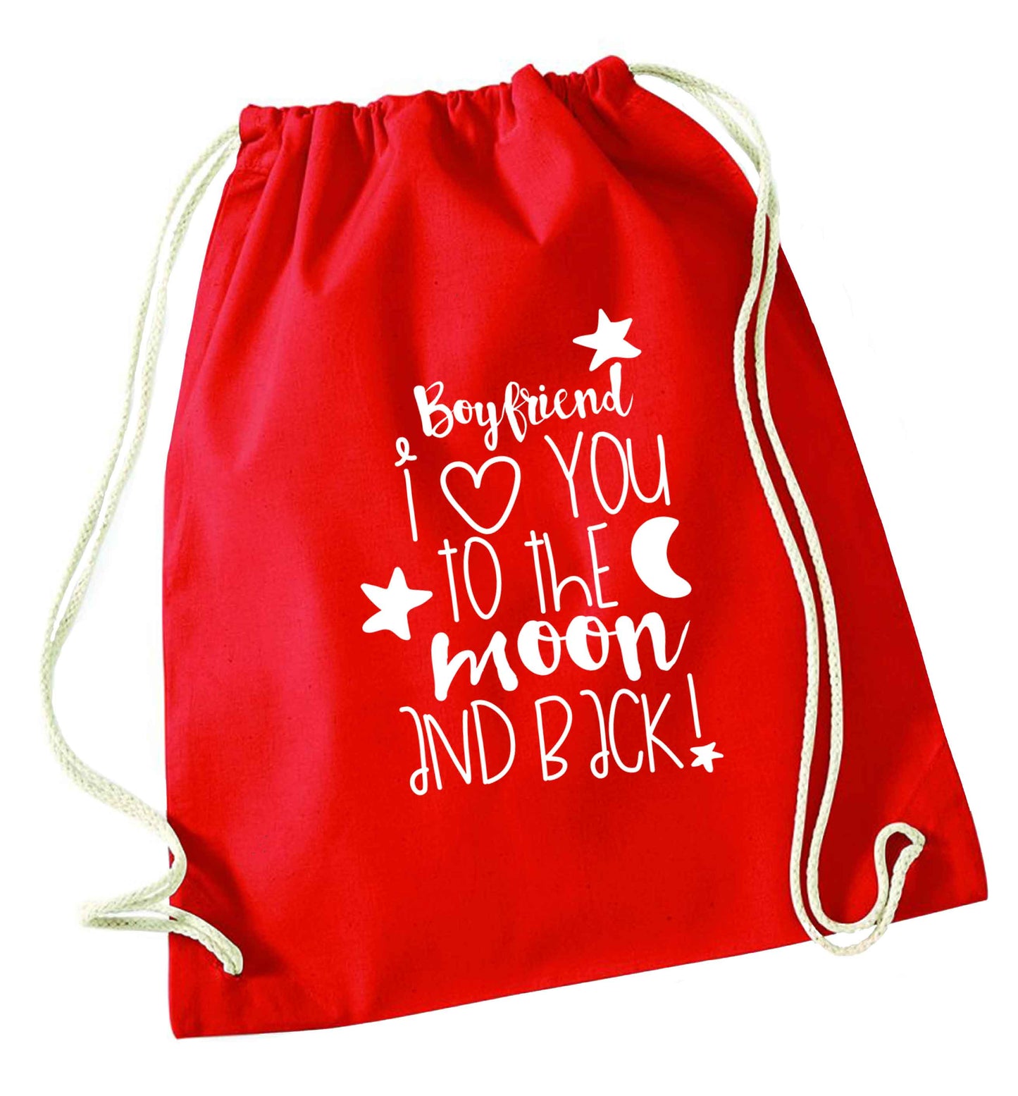 Boyfriend I love you to the moon and back red drawstring bag 