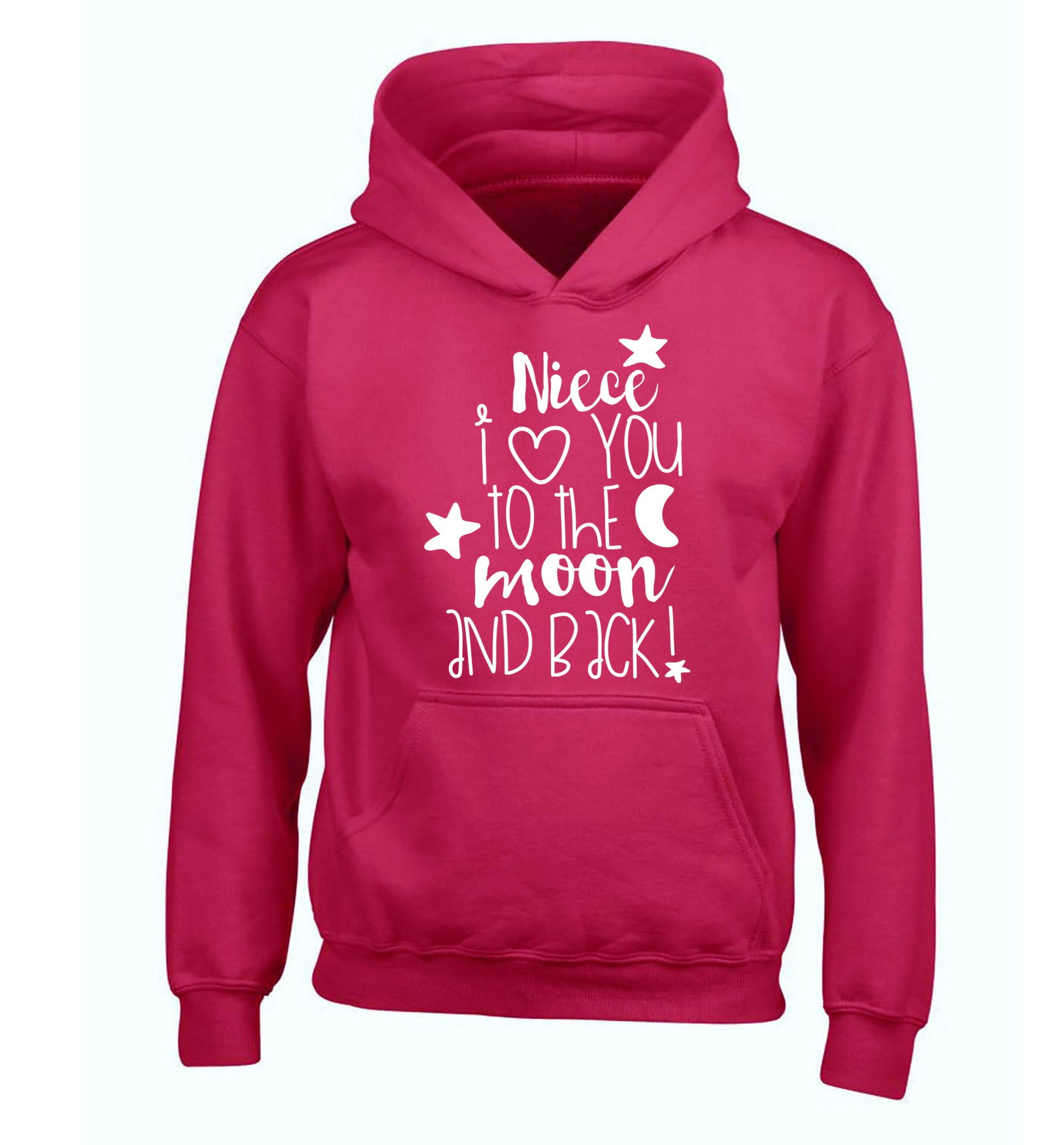 Niece I love you to the moon and back children's pink hoodie 12-14 Years