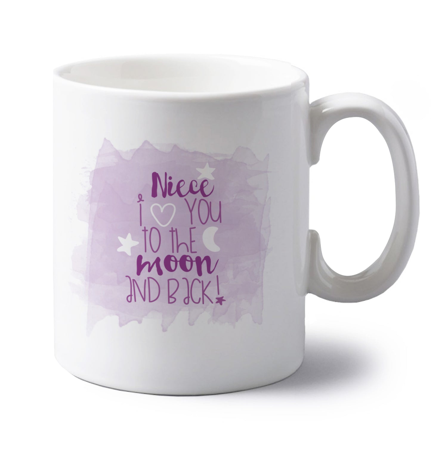 left handed white ceramic mug