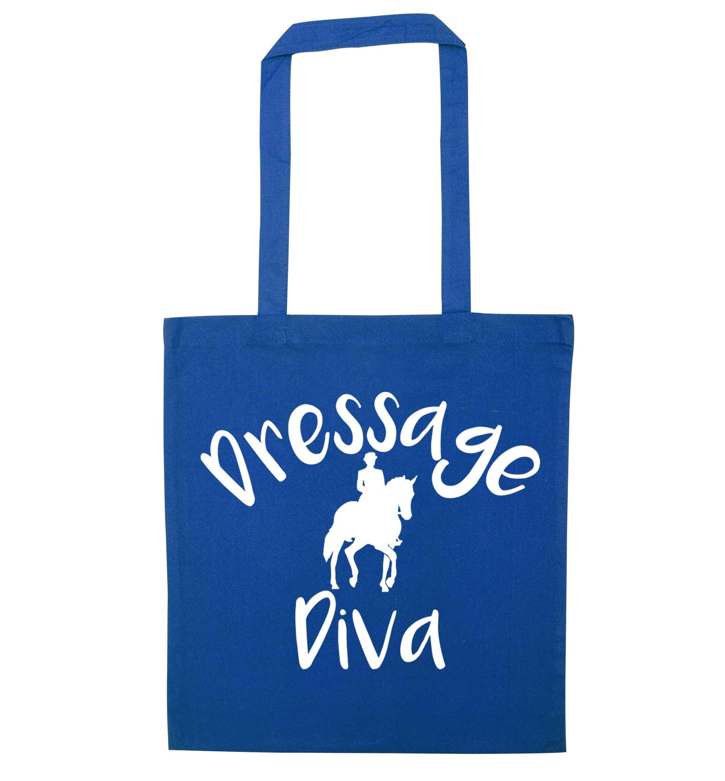Dressage diva blue tote bag