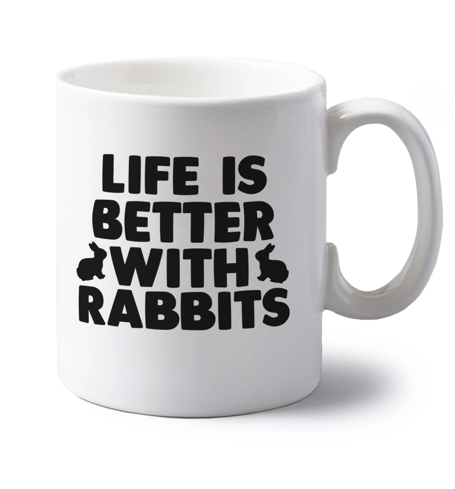 left handed white ceramic mug