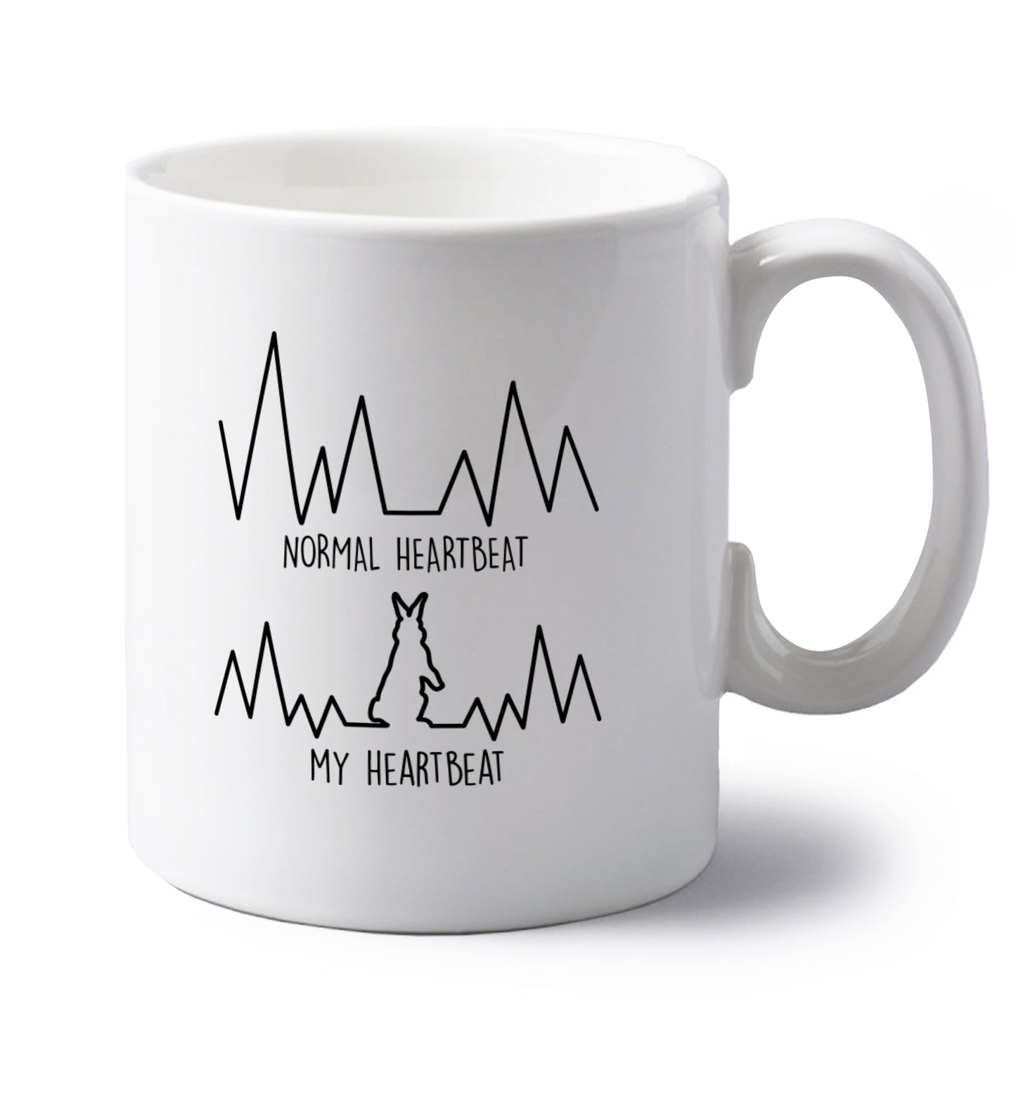 left handed white ceramic mug