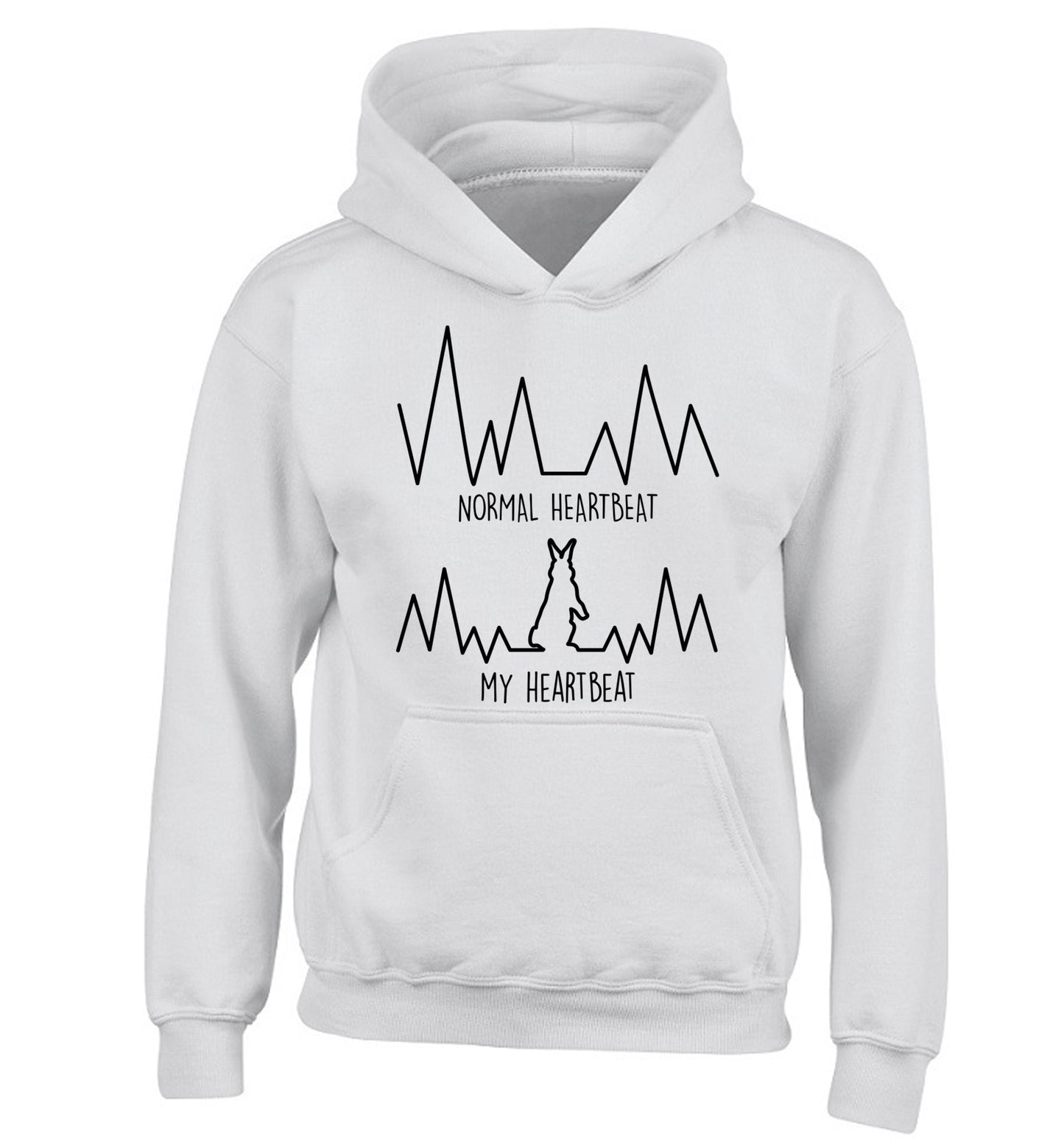 Normal heartbeat, my heartbeat rabbit lover children's white hoodie 12-14 Years