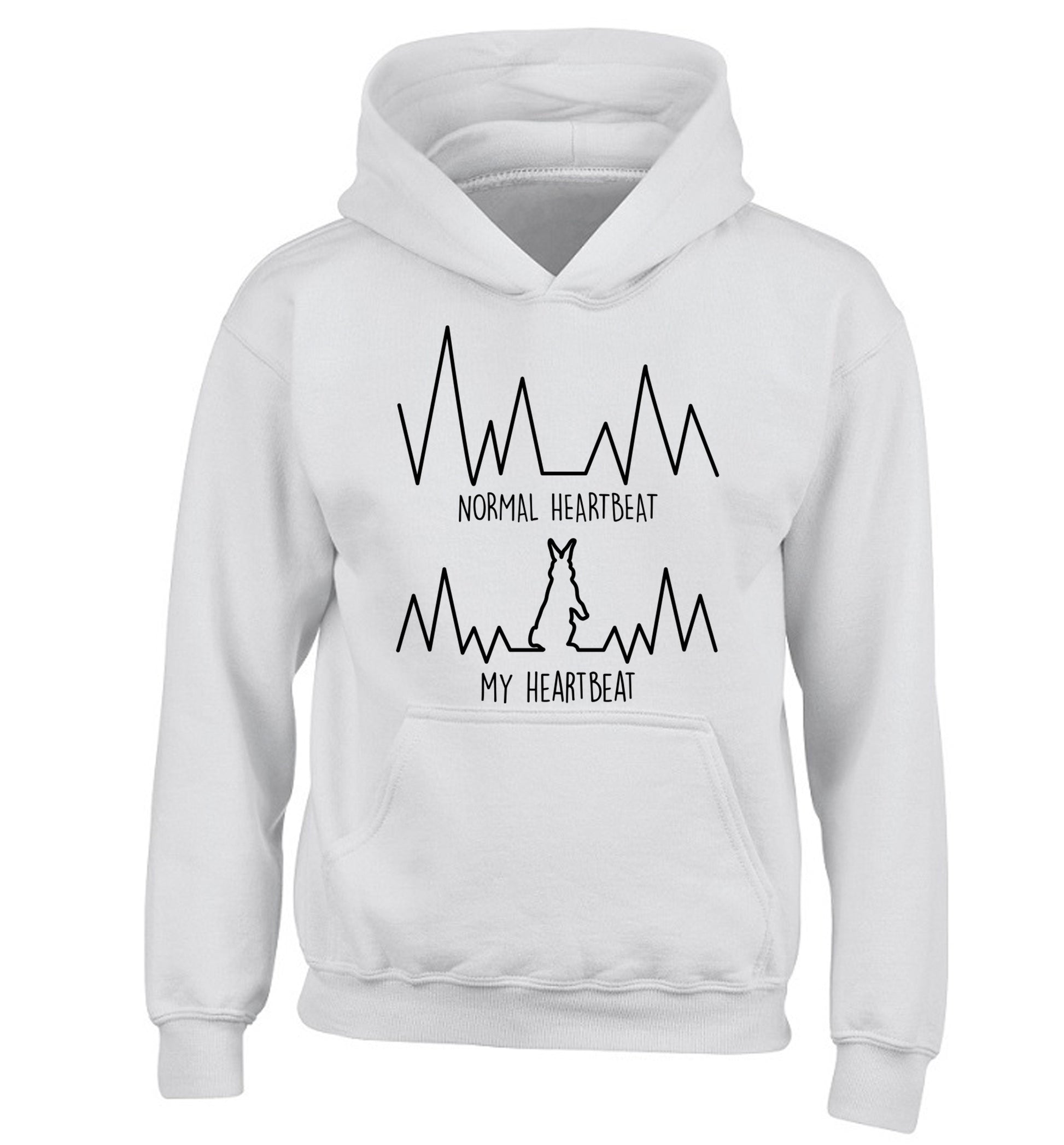 Normal heartbeat, my heartbeat rabbit lover children's white hoodie 12-14 Years