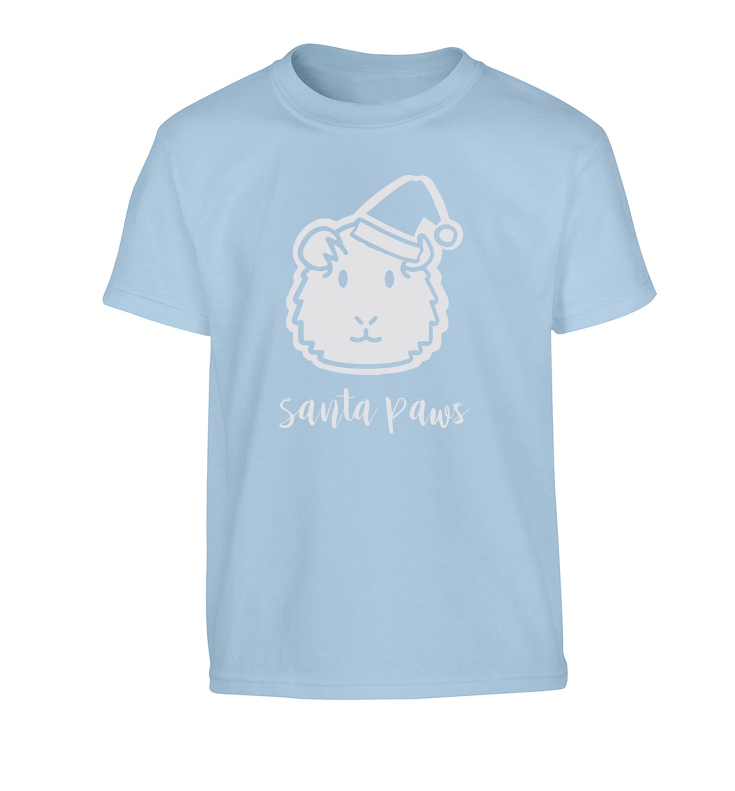 Guinea pig Santa Paws Children's light blue Tshirt 12-14 Years