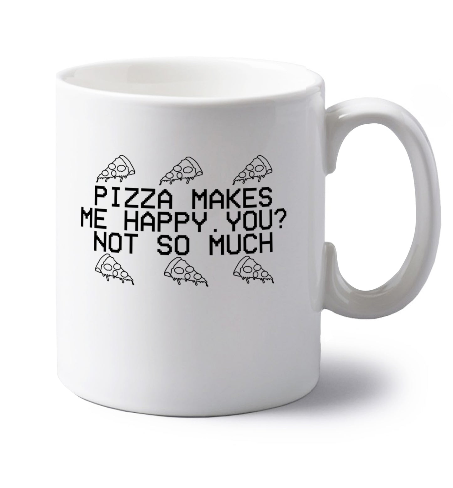 left handed white ceramic mug