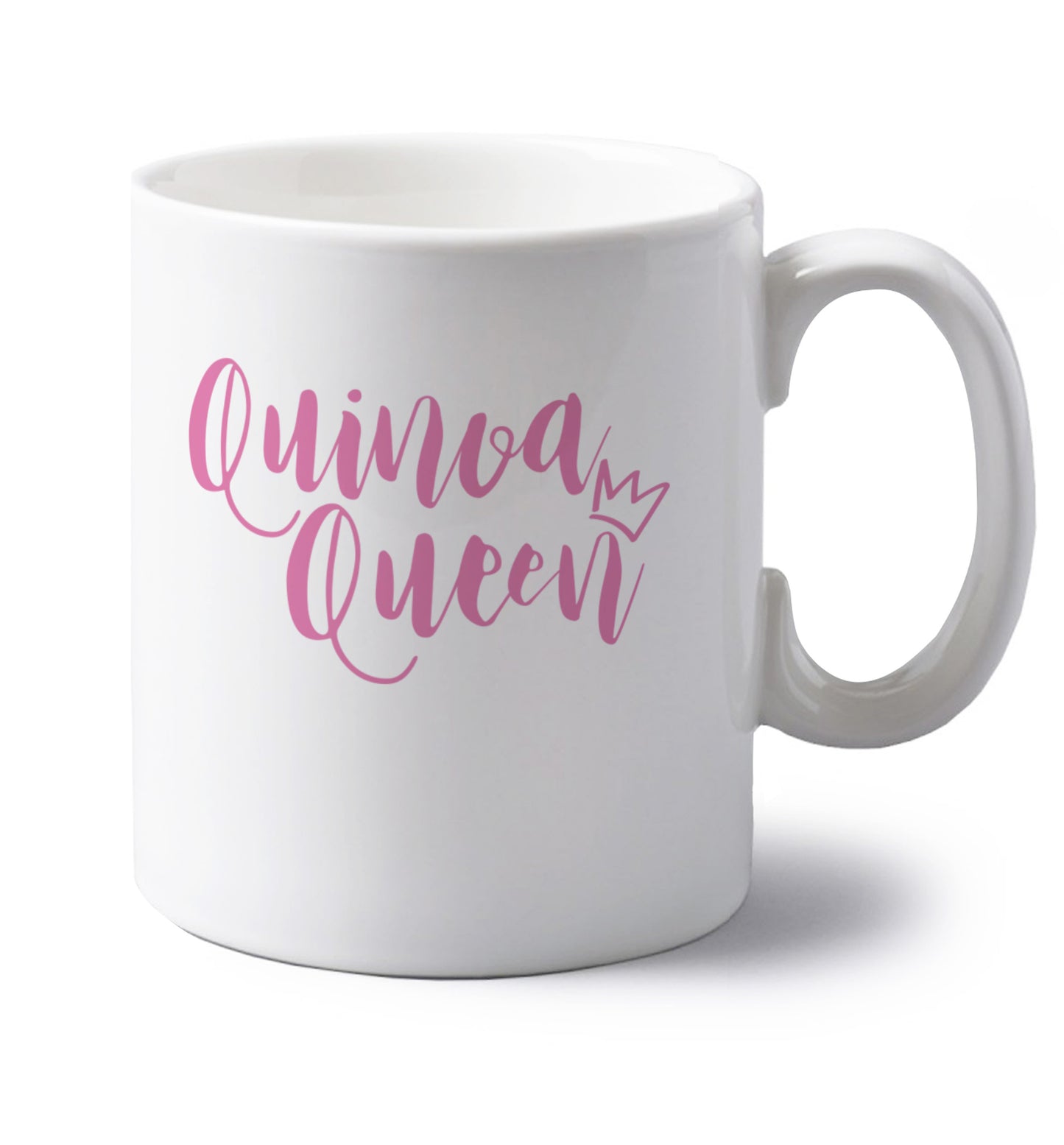 left handed white ceramic mug