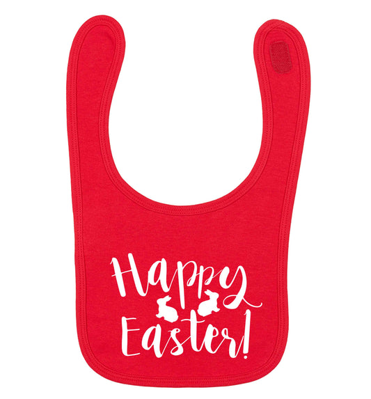 Happy easter red baby bib