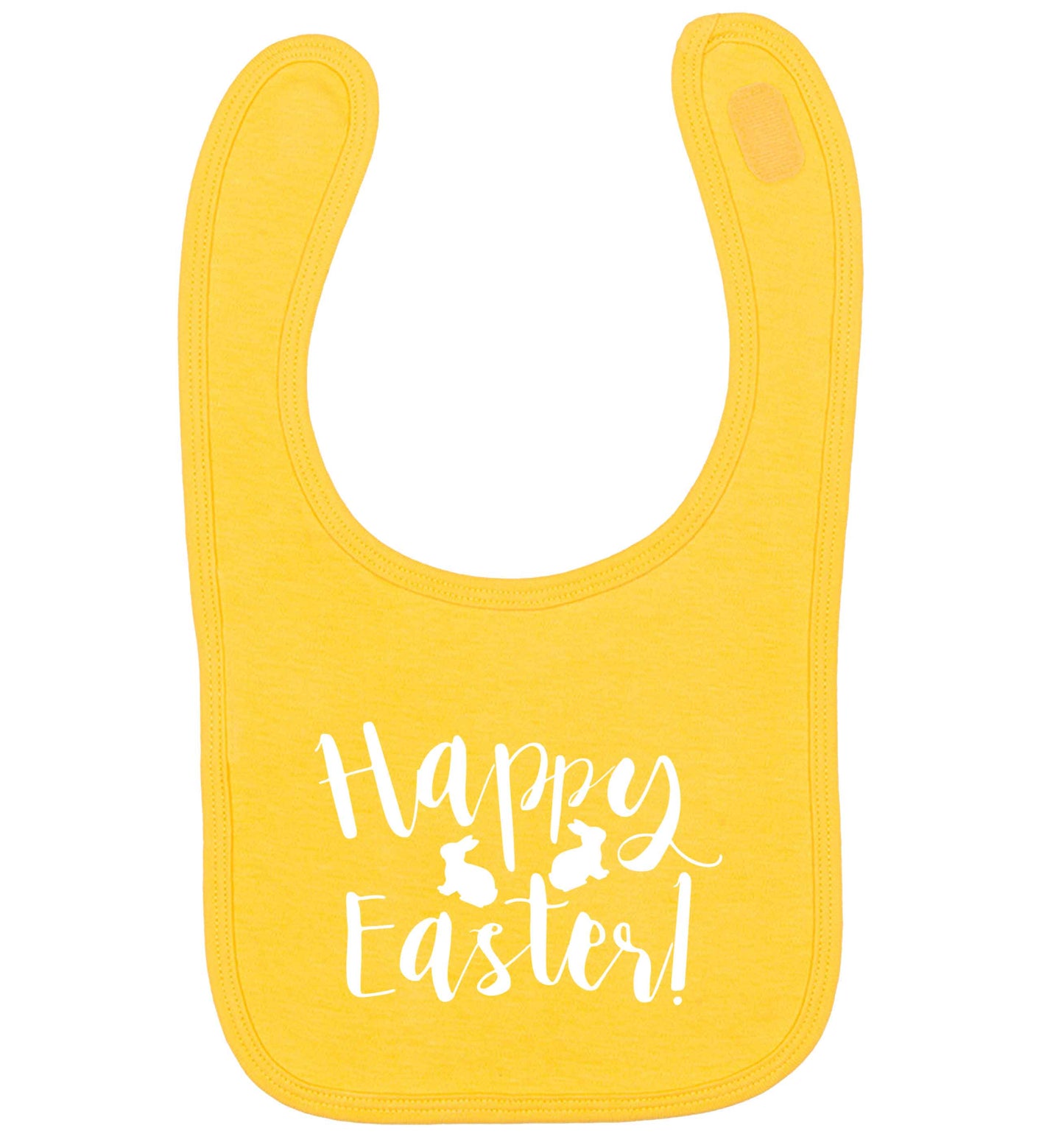 Happy easter yellow baby bib